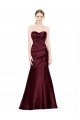 Long Sleeveless Satin Burgundy Mermaid Formal Evening Dress