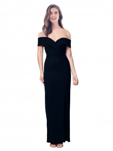 Long Sleeveless Stretch Crepe Black Off the Shoulder Mermaid Formal Dress for Sale