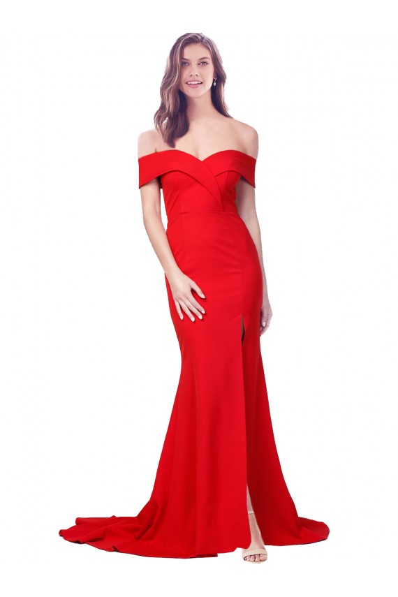 Long Sleeveless Stretch Crepe Red Sweetheart Mermaid Evening Dress