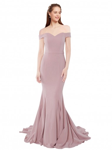 Sweep Train Sleeveless Stretch Crepe Dusty Pink Mermaid Evening Dress for Sale