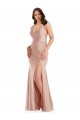 Long Sleeveless Silky Satin Dusty Pink Mermaid Plus Size Formal Evening Dress