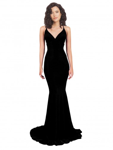 Long Sleeveless Spandex Black Mermaid Formal Evening Dress for Sale