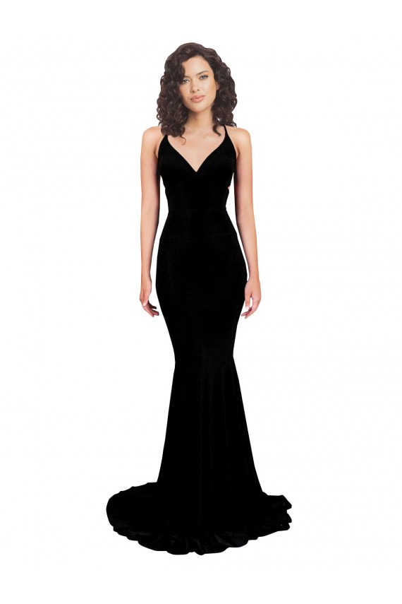 Long Sleeveless Spandex Black Mermaid Formal Evening Dress
