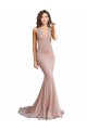 Long Sleeveless Spandex Dusty Pink Mermaid Formal Evening Dress