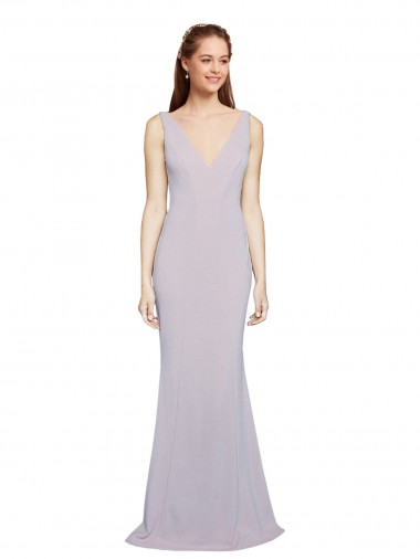 Long Sleeveless Stretch Crepe Arctic Lilac Mermaid Formal Evening Dress for Sale