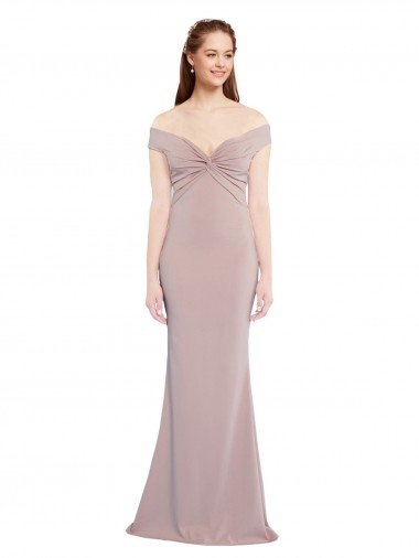 Long Sleeveless Stretch Crepe Dusty Pink Mermaid Formal Evening Dress for Sale