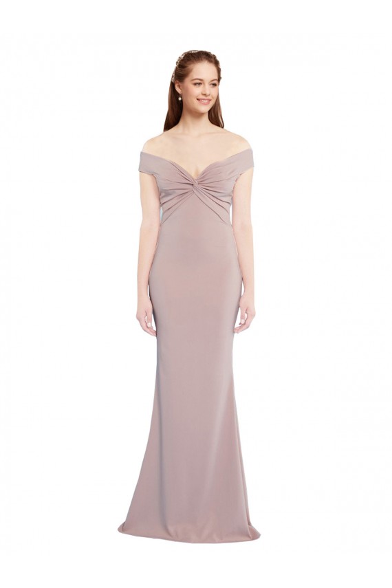 Long Sleeveless Stretch Crepe Dusty Pink Mermaid Formal Evening Dress