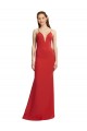 Long Sleeveless Stretch Crepe Red Spaghetti Straps Mermaid Formal Evening Dress