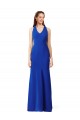 Long Sleeveless Stretch Crepe Royal Blue V-Neck Mermaid Formal Evening Dress