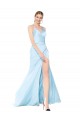 Long Sleeveless Stretch Satin Light Sky Blue Mermaid Formal Evening Dress