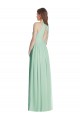 Long Sleeveless Soft Chiffon Mint Green A-Line Semi Formal Evening Dress