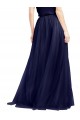 Long Sleeveless Tulle Navy Blue A-Line Semi Formal Evening Dress