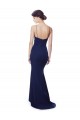 Long Sleeveless Stretch Crepe Navy Blue Mermaid Formal Dress