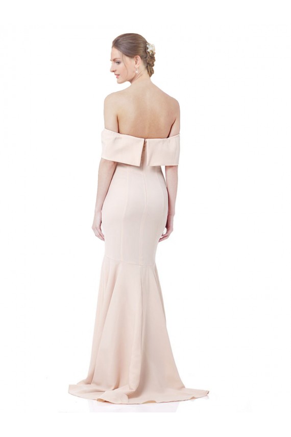 Long Sleeveless Stretch Crepe Nude Mermaid Formal Evening Dress