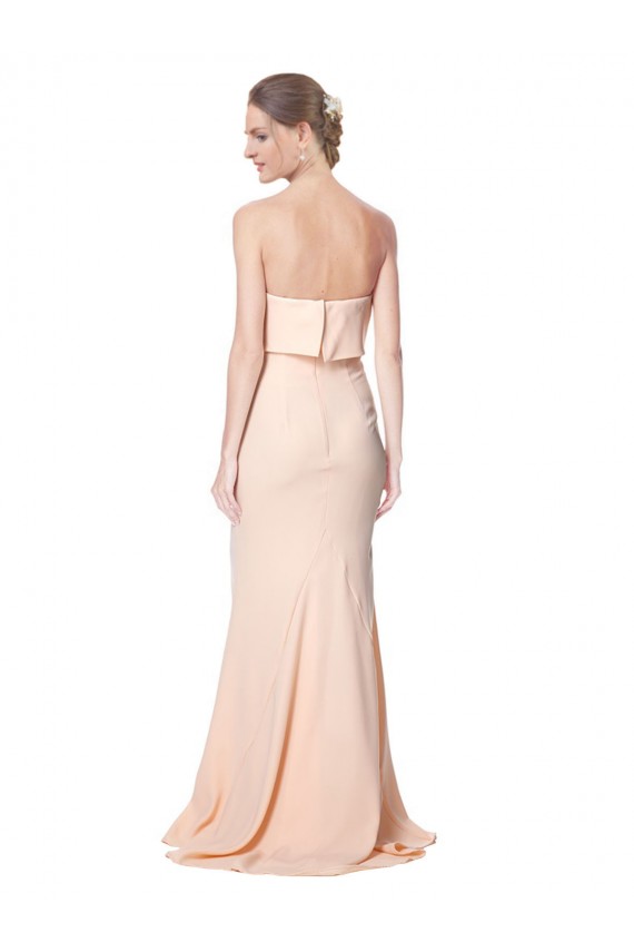 Long Sleeveless Stretch Crepe Nude Mermaid Black Tie Evening Dress