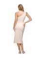 Midi Length Sleeveless Stretch Crepe Nude Sheath Formal Evening Dress