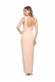 Long Sleeveless Stretch Crepe Nude Square Neck Sheath Formal Evening Dress