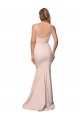 Long Sleeveless Stretch Crepe & Tulle Nude Sheath Formal Evening Dress