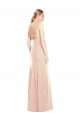 Long Sleeveless Stretch Crepe Nude Bateau Neck Trumpet Semi Formal Evening Dress