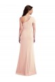 Long Cap Sleeves Stretch Crepe Nude Trumpet Formal Evening Dress