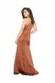 Long Sleeveless Silky Satin Orange A-Line Formal Dress