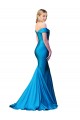 Long Sleeveless Satin Peacock Blue Mermaid Formal Evening Dress