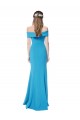 Long Sleeveless Stretch Crepe Peacock Blue Sheath Formal Dress