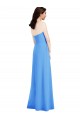 Long Sleeveless Stretch Crepe Peacock Blue Strapless Trumpet Semi Formal Evening Dress