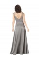 Long Sleeveless Silky Satin Pearl Grey A-Line Formal Evening Dress