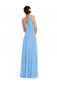 Long Sleeveless Soft Chiffon Periwinkle Trumpet Semi Formal Evening Dress