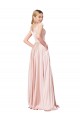 Long Sleeveless Satin Pink A-Line Formal Evening Gown