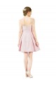 Knee Length Sleeveless Satin Pink A-Line Evening Dress