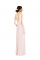 Long Sleeveless Stretch Crepe Pink A-Line Black Tie Evening Dress
