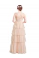 Long Sleeveless Tulle Pink V-Neck A-Line Semi Formal Evening Dress