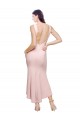 Midi Length Sleeveless Stretch Crepe Pink Sheath High Low Evening Dress