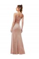 Long Sleeveless Stretch Velvet Pink Sheath Black Tie Evening Dress