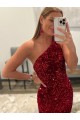 Sweep Train Sleeveless Velvet Sequin Pink Sheath Evening Dress
