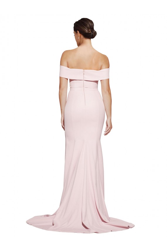 Sweep Train Sleeveless Stretch Crepe Pink Sheath Formal Evening Dress