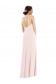 Long Sleeveless Stretch Crepe Pink Halter Neck Trumpet Formal Evening Dress