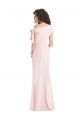 Long Cap Sleeves Stretch Crepe Pink Trumpet Formal Evening Dress