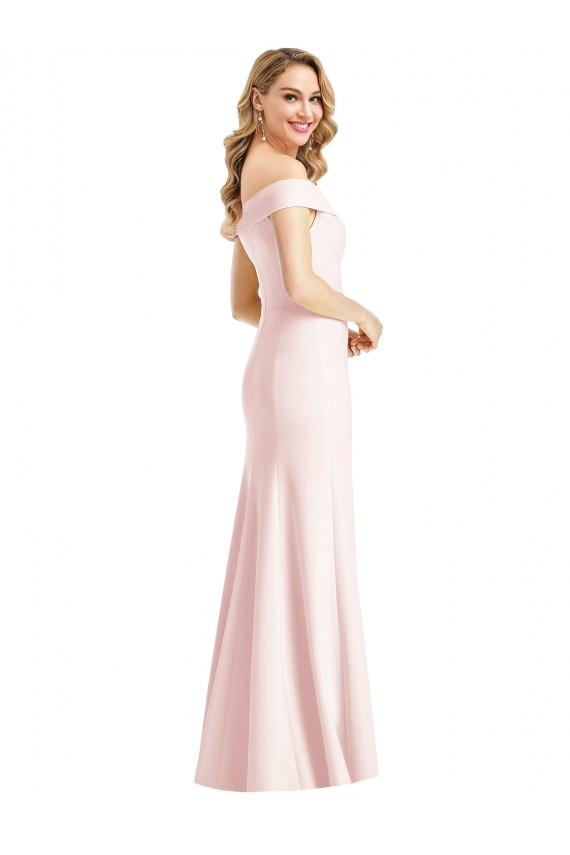 Long Sleeveless Stretch Crepe Pink Trumpet Evening Dress