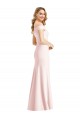 Long Sleeveless Stretch Crepe Pink Trumpet Evening Dress