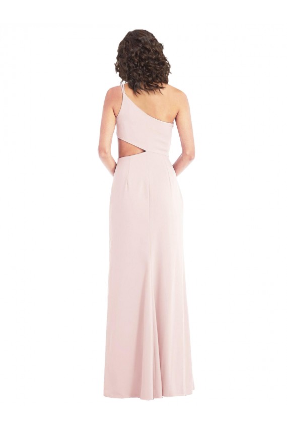 Long Sleeveless Stretch Crepe Pink Trumpet Formal Evening Dress