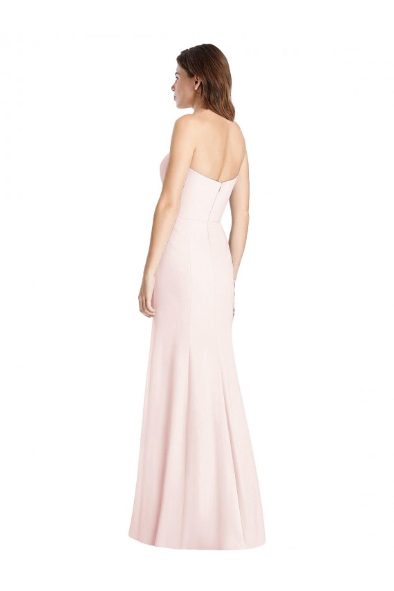 Long Sleeveless Stretch Crepe Pink Sweetheart Trumpet Semi Formal Evening Dress