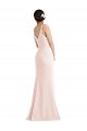 Long Sleeveless Stretch Crepe Pink V-Neck Trumpet Formal Evening Dress