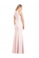 Long Sleeveless Stretch Crepe Pink V-Neck Trumpet Semi Formal Evening Dress