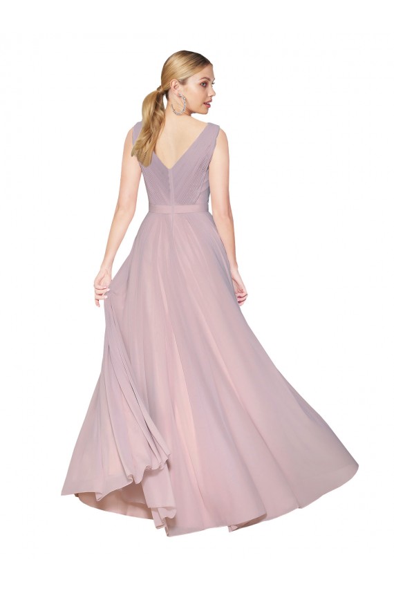 Long Sleeveless Soft Chiffon Primrose A-Line Formal Evening Dress
