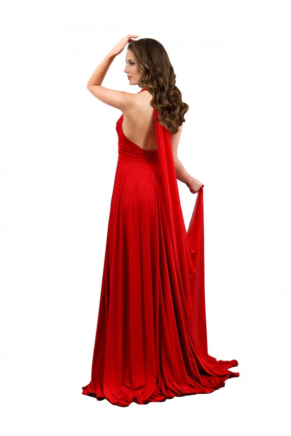Long Sleeveless Spandex Red A-Line Formal Evening Dress