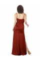 Long Sleeveless Silky Satin Red Spaghetti Straps A-Line Formal Evening Dress