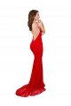 Long Sleeveless Lace Red Mermaid Evening Dress